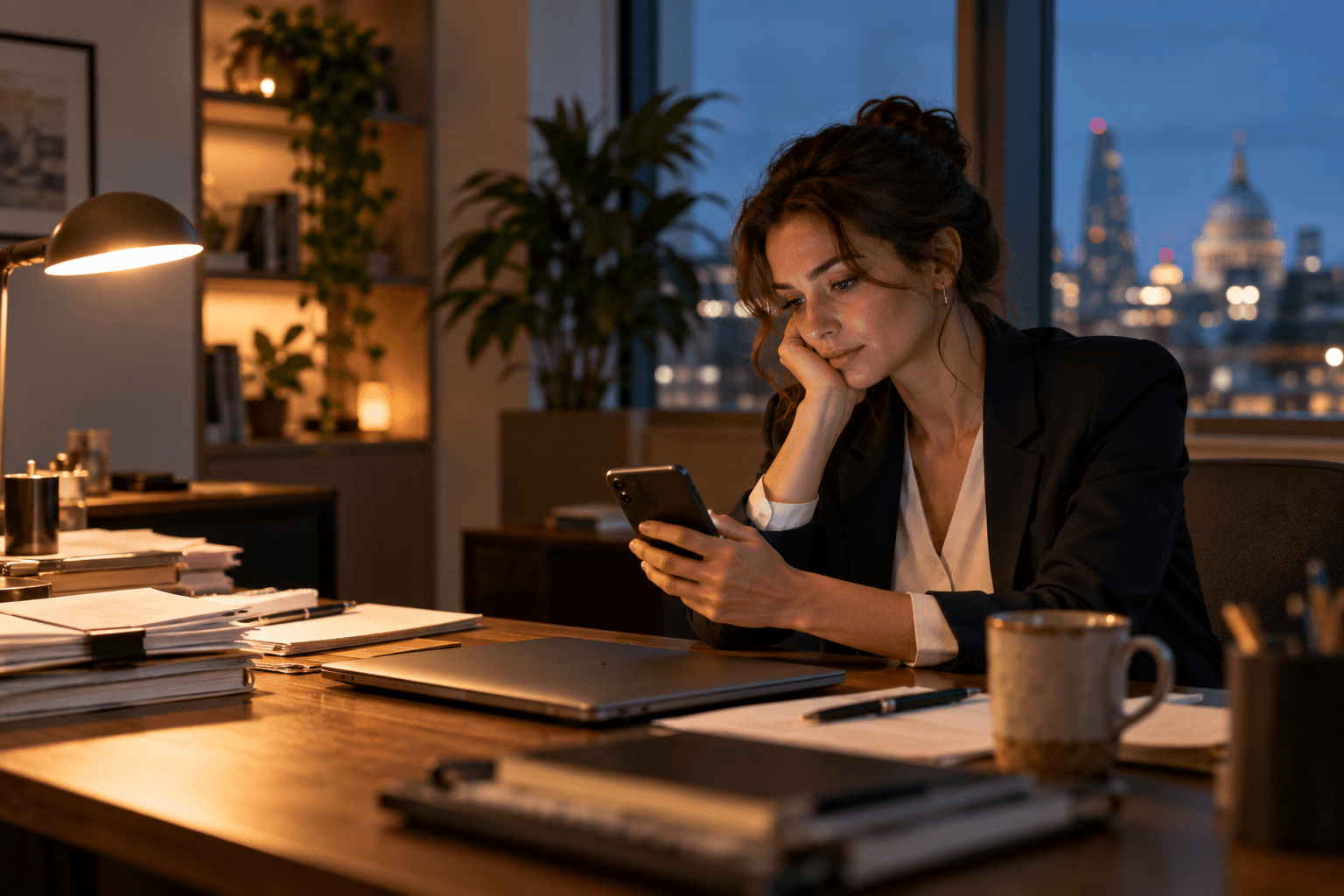 lawyer checking phone in the evening, dating for lawyers